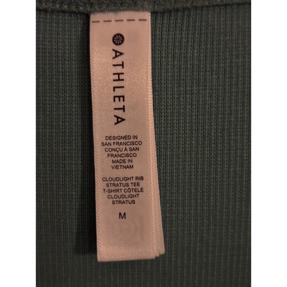 Athleta Womens Short Sleeve Scoop Neck Tee Shirt Teal Green Casual Size Medium - Picture 4 of 6